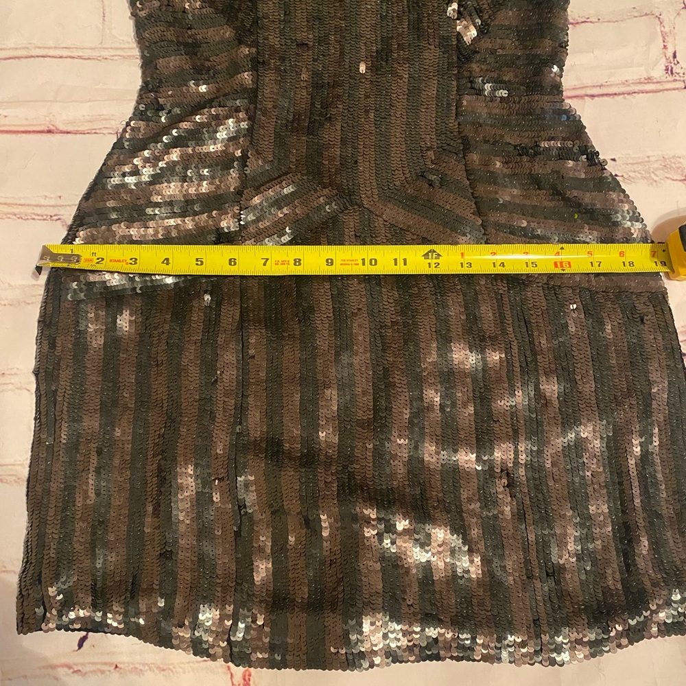 Parker Black and Tan Sequin Sheath Mini Dress - Medium - Picture 12 of 14